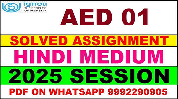 AED 01 solved assignment 2025 in Hindi || AED 01 solved assignment 2025 || ignou AED01 2025