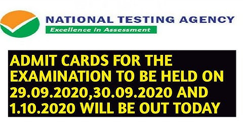 UGC NET SEPTEMBER 2020 || ADMIT CARDS || RECENT UPDATE BY NTA