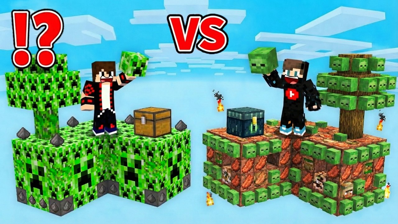 ماين كرافت : حـرب جزر الوحوش ولكن الكريبر ضد الزومبي !!؟ 🔥😱