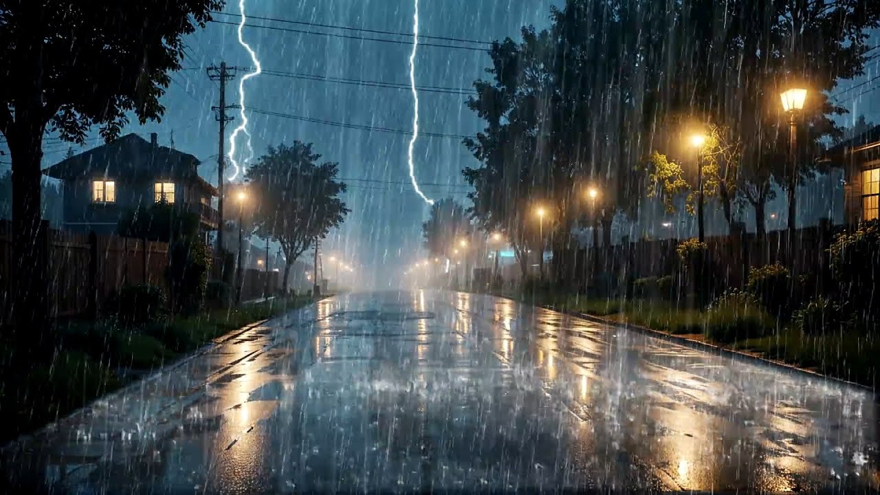 Soothing Rain and Thunderstorm – Heavy Night Rain in the Dark Misty Woods for Sleep & Relaxation