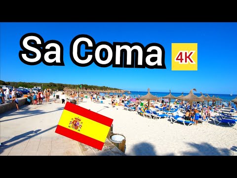 ᴷ SA COMA walking tour shops bars and beach Mallorca Spain Majorca 4K