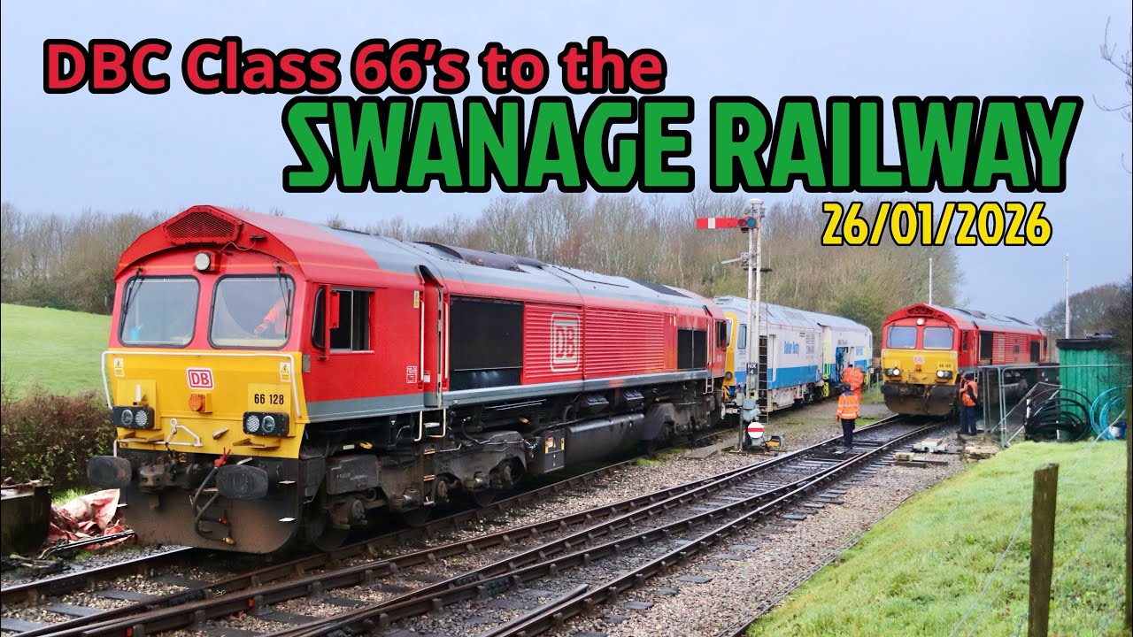 DBC Class 66’s collecting a tamper from the Swanage Railway - 26/01/2026