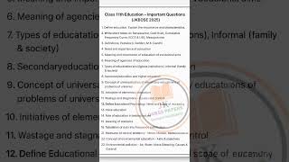 Jkbose 11Th Education Guess Paper 2025