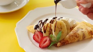 チョコバナナクレープの作り方 小麦粉なしのグルテンフリーレシピ＊卵1個シリーズ#2 Gluten-free Crepe