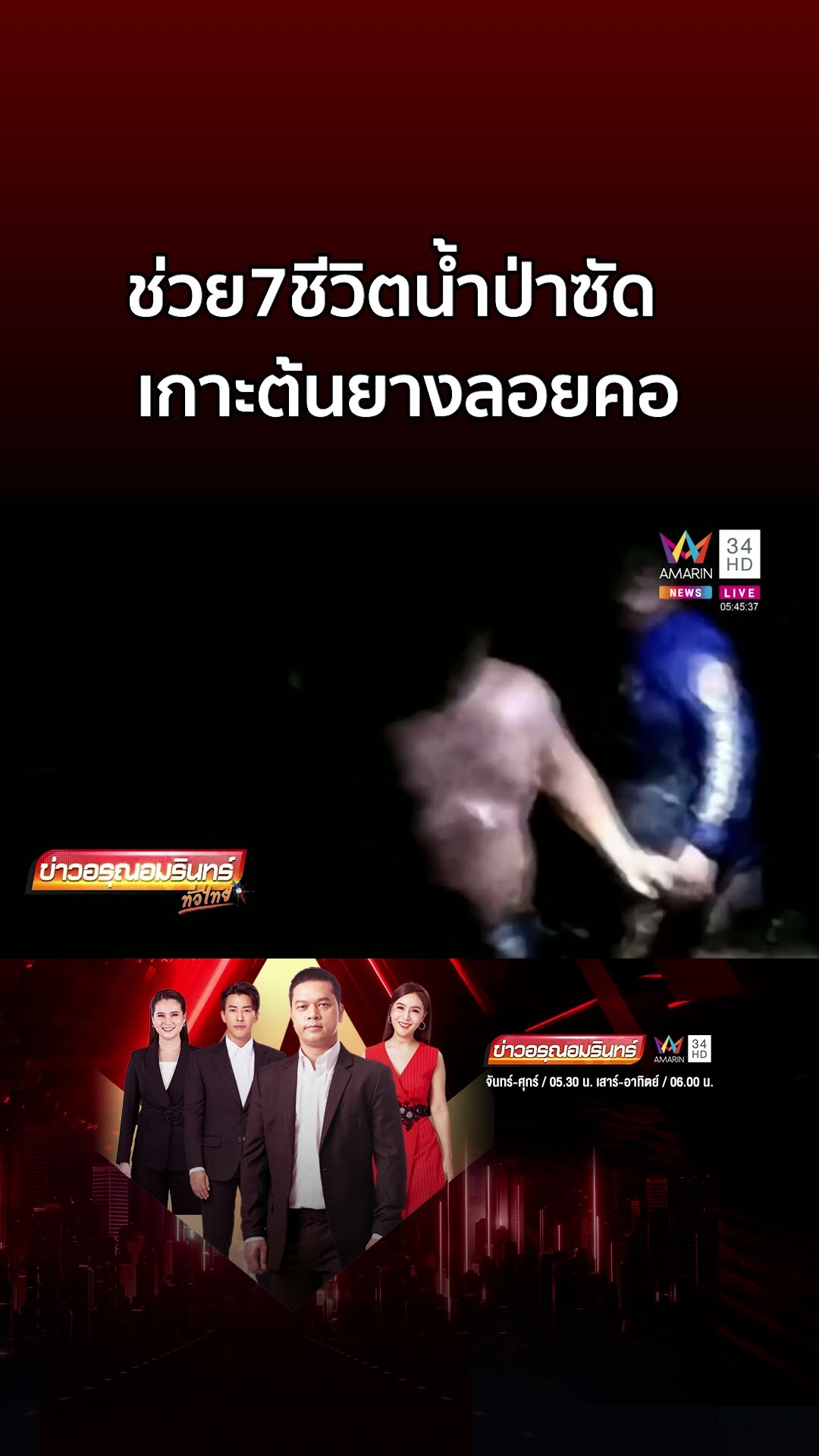 ใต้ท่วมอ่วมหนัก ช่วย7ชีวิตถูกน้ำป่าซัดเกาะต้นยางลอยคอ | ข่าวอรุณอมรินทร์