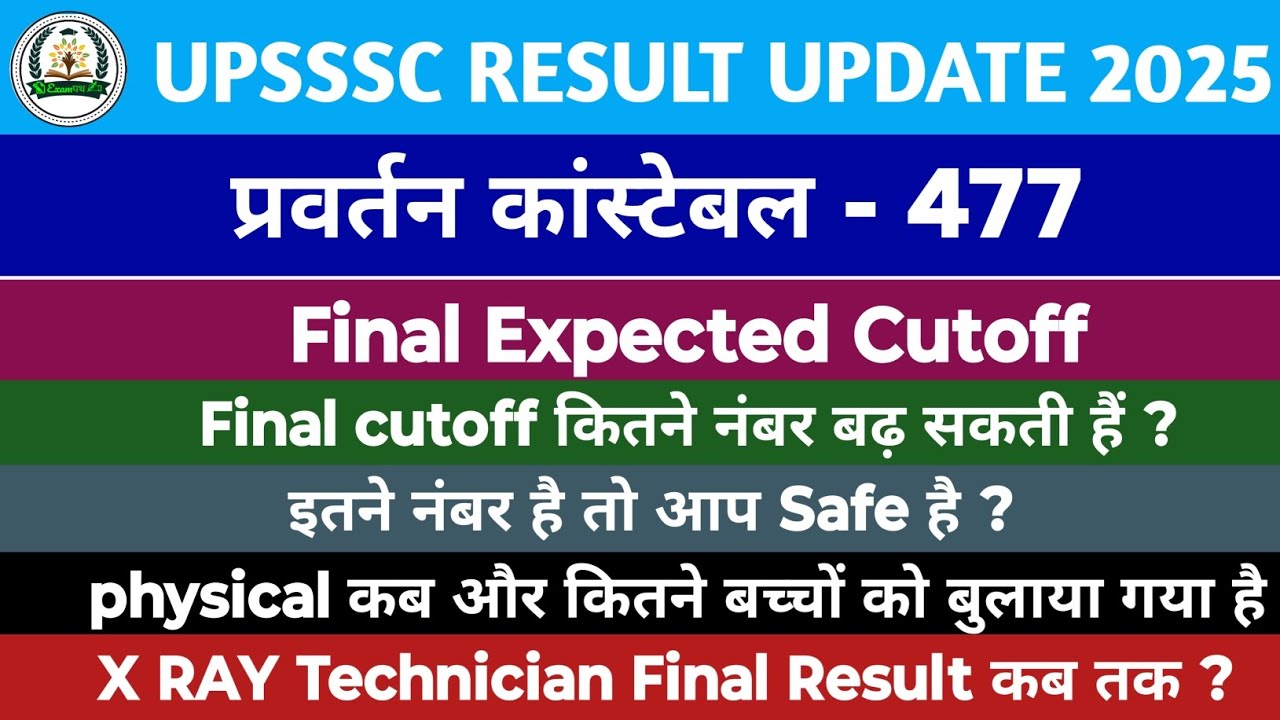 upsssc enforcement Constable 477 final Expected cutoff||physical cutoff||x ray technician result 