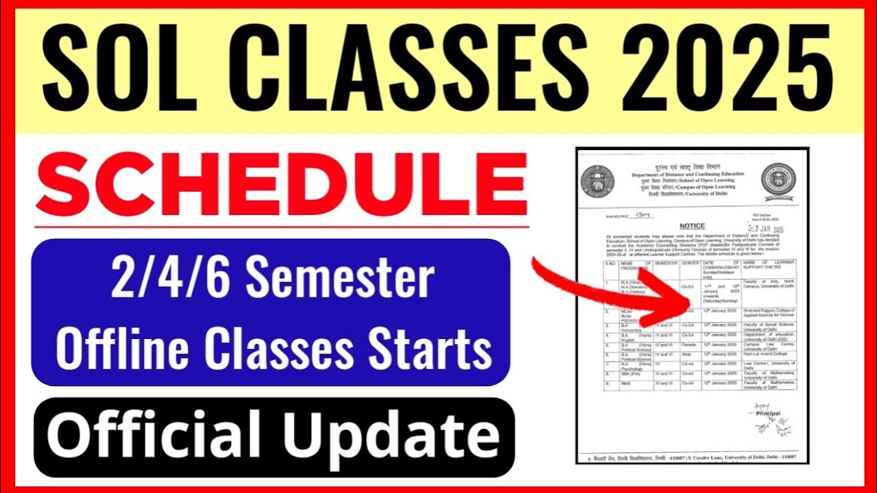Sol Class SOL Classes 2025_2/4/6 Semester UG & PG Courses | Sol 2/4/6 Semester ...