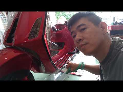 Cách dán keo xe vespa đỏ cherry p1 ( luân decal)