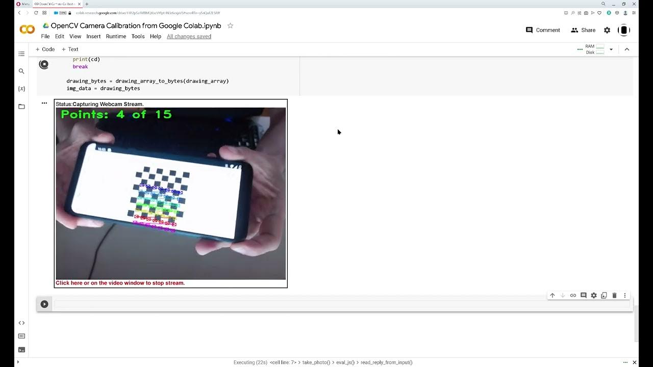 OpenCV Camera Calibration from Google Colab Using Chessboard image