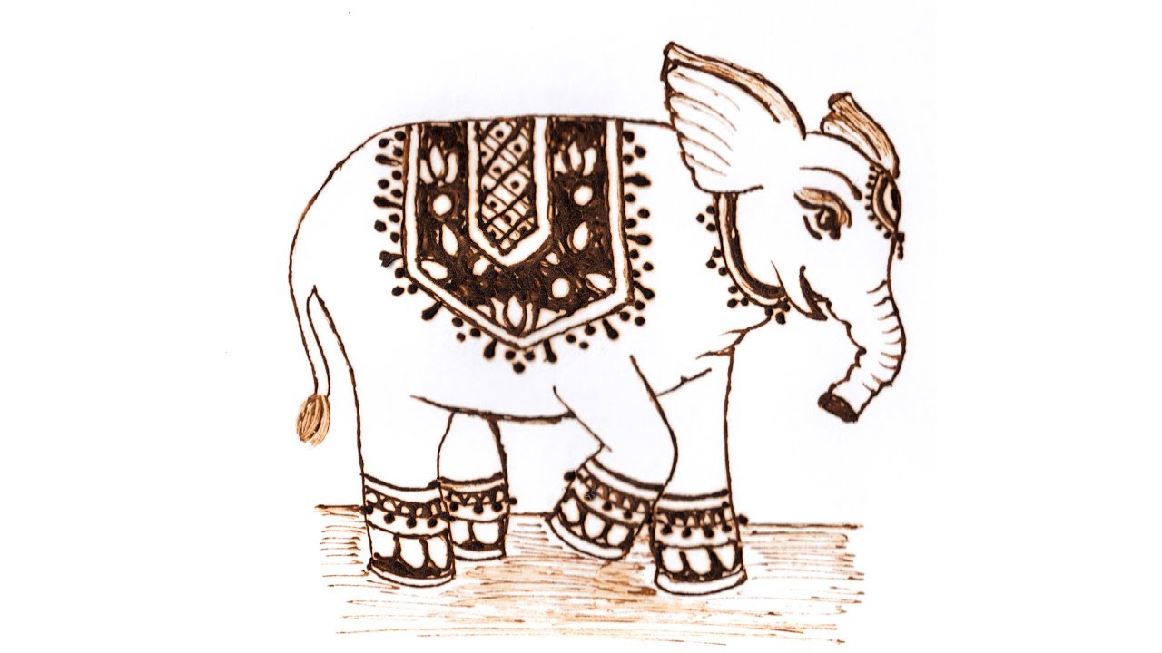 How to make/ draw cute Elephant or Hathi in henna/ mehndi - YouTube