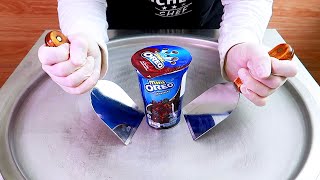 mini oreo chocolate ice cream rolls street food - ايسكريم رول على الصاج اوريو ميني شوكلت