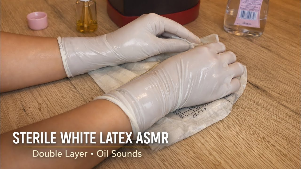 ✨ Sterile White Latex Gloves ASMR with Oil — Double Layer of Tingly Relaxation ✨