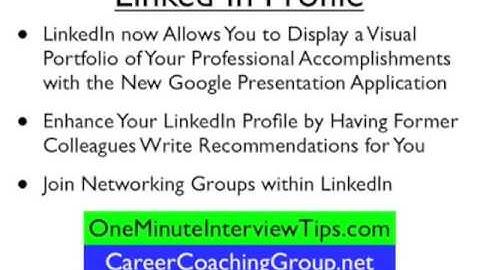 Job Preparation Tip, Create a Profile on LinkedIn for your Job Search -