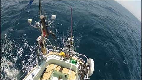 Light air, upwind sailing with the Monitor windvane.