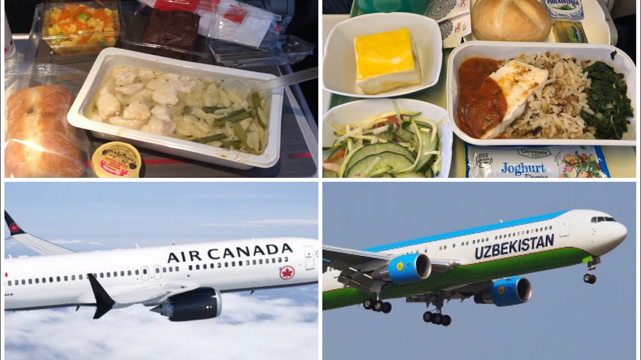 Uzbekistan Airways Lunch & Air Canada Dinner ، غذاهای هواپیما 