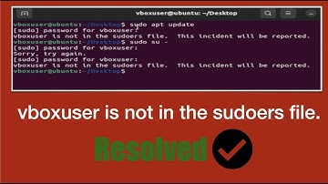 vboxuser is not in the sudoers file .This incident will be reported!Enable sudo in Ubuntu -RESOLVED.