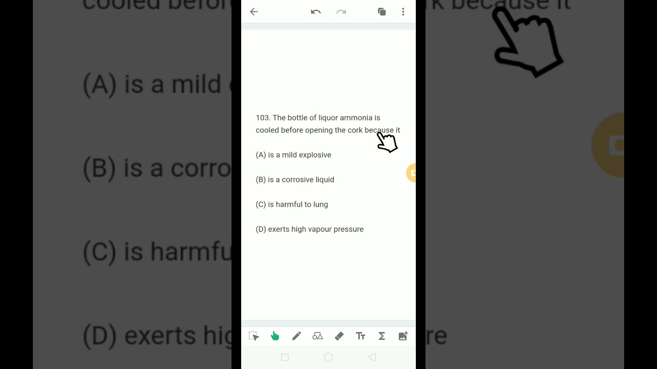 Ouat solution 2018 chemistry Q.103 the bottle of liquor ammonia is cooled before .. 