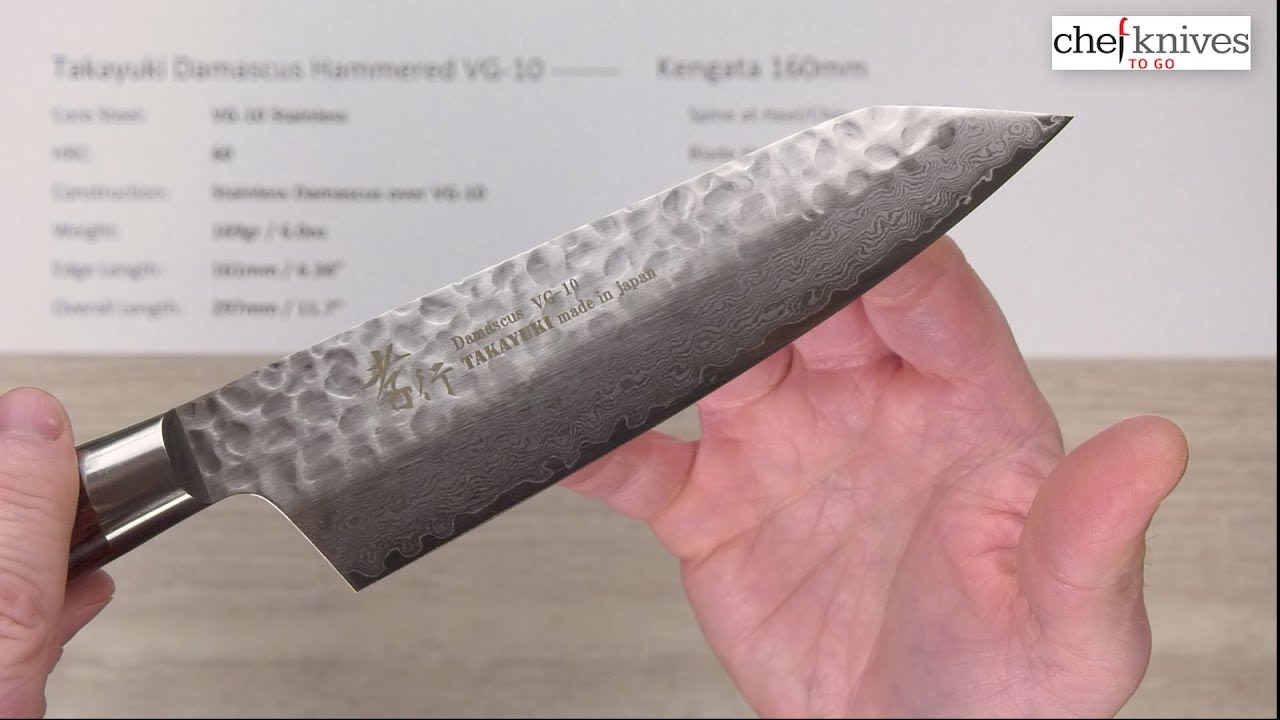 Takayuki VG-10 Hammered Damascus Kengata 160mm