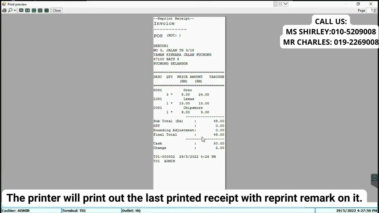 AUTOCOUNT POS 5.0 REPRINT LAST RECEIPT YouTube