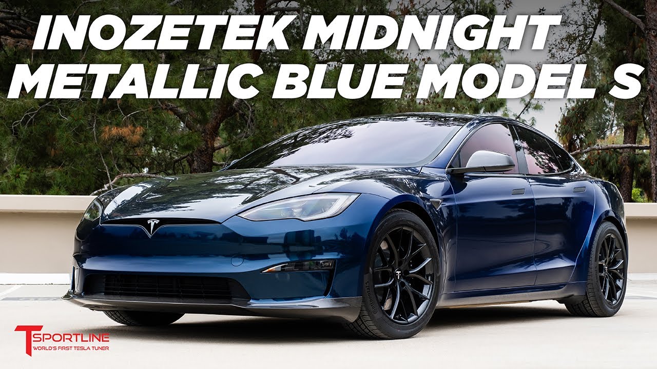 Tesla Model S Plaid in Inozetek Midnight Metallic Blue Wrap & Carbon Fiber Aero Body Package - Wow 🤩