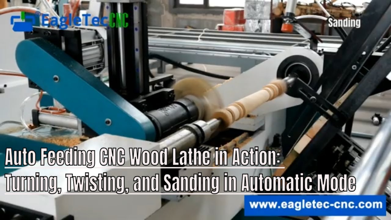 Auto Feeding CNC Wood Lathe in Action: Turning, Twisting, and Sanding in Automatic Mode#cncwoodlathe