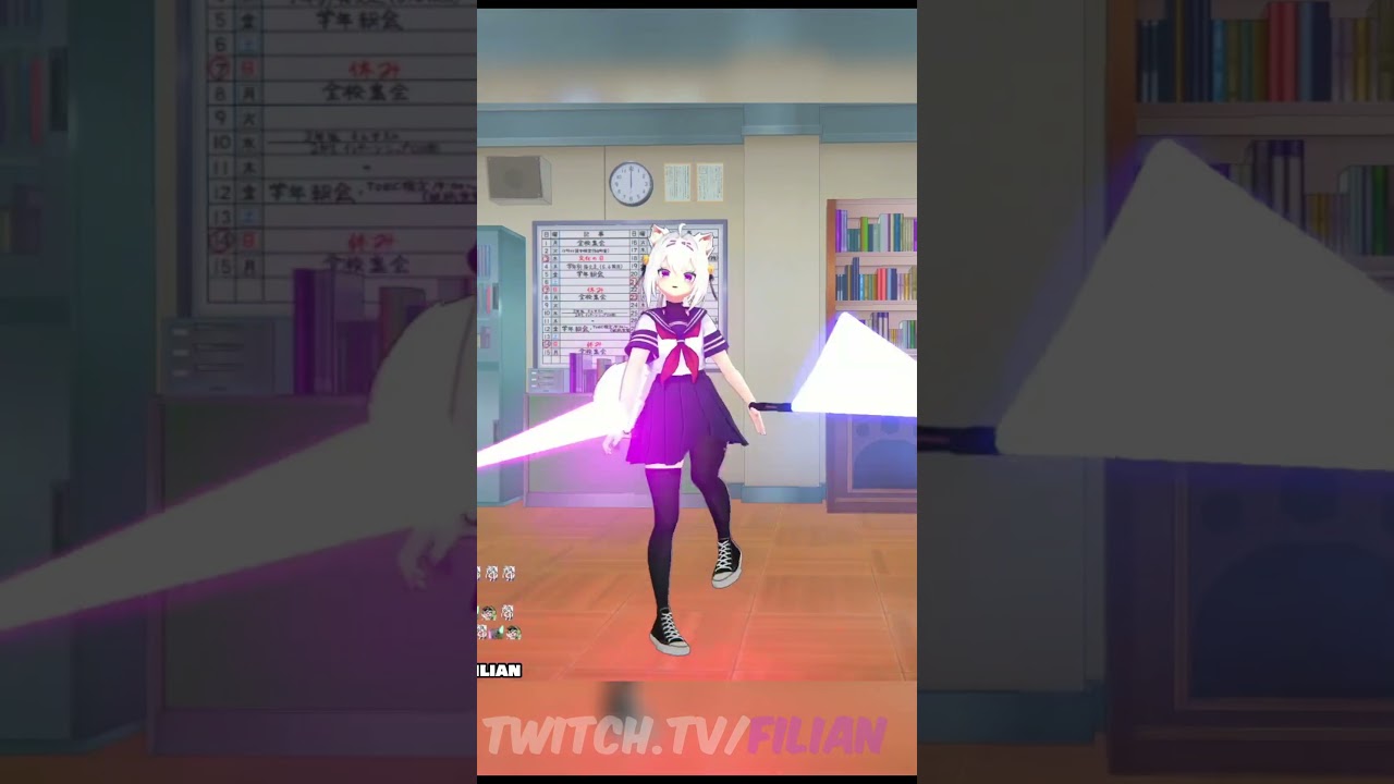 Filian Dancing with light sticks 