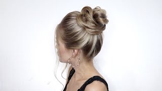 КАК СДЕЛАТЬ КРАСИВЫЙ ВЫСОКИЙ ПУЧОК ЗА 2 МИНУТЫ? | HOW TO:2 MIN EASY TOP KNOT MESSY BUN HAIR TUTORIAL