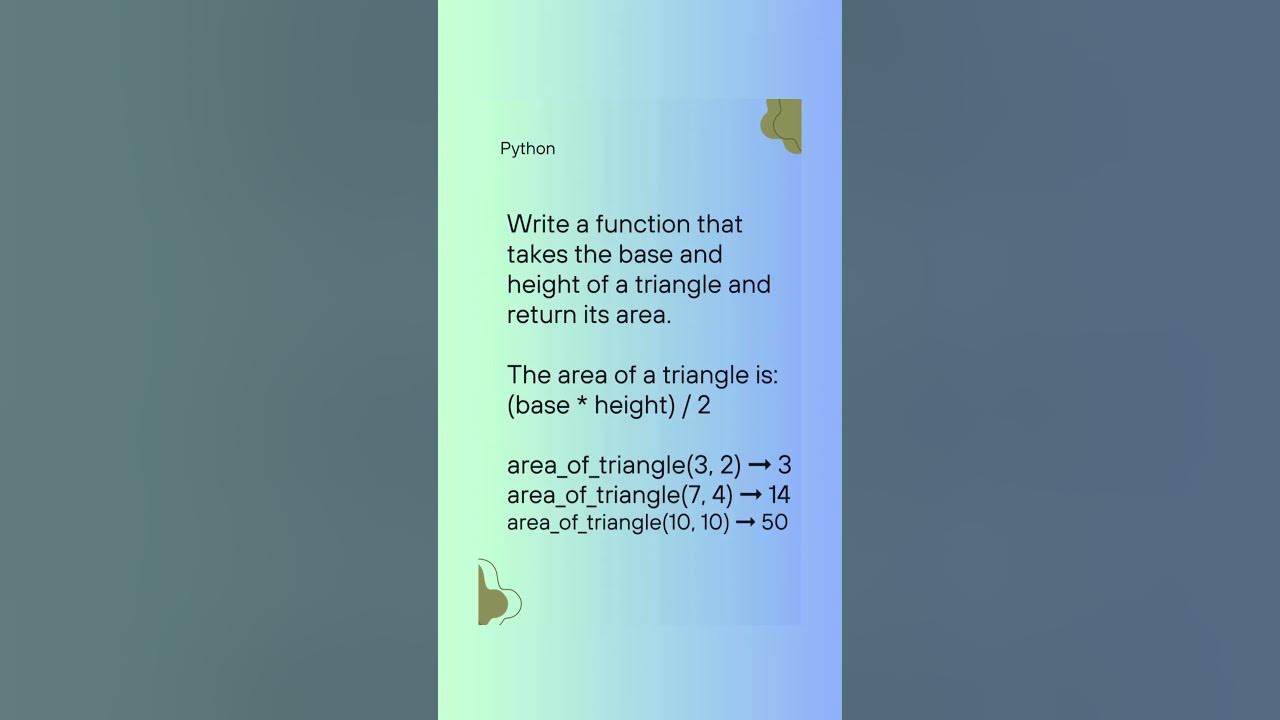 area of triangle || python #subscribe - YouTube