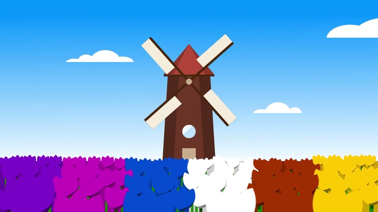 A Windmill in a Tulip garden Animation