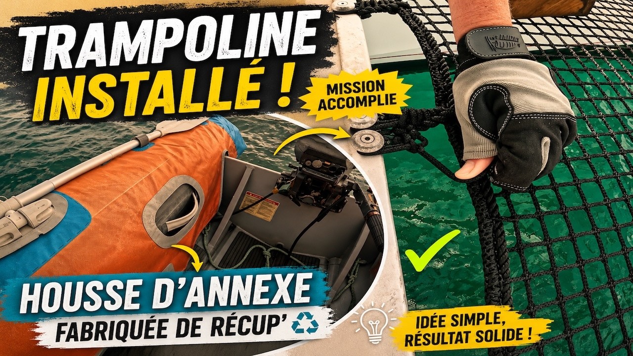⁣Nouveau trampoline et housse d'annexe de récup : mission accomplie ! - EP 83 - Catamaran Salinas