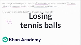 Losing tennis balls | Addition and subtraction within 100 | Early Math | Khan Academy