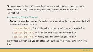 Mastering x86 Assembly: Adding Stack Values Directly to Registers without Popping