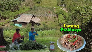 Ginataang hipon at Puso ng saging | Harvest and Cook fresh vegetables 