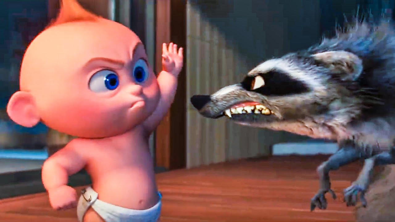 Download Incredibles 2 Movie Clip - Baby Jack Jack vs Raccoon Fight (2018)