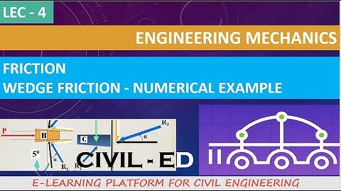 ENGINEERING MECHANICS - LEC - 4 - WEDGE FRICTION - NUMERICAL EXAMPLE