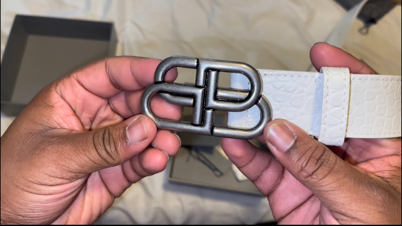 Balenciaga Large Logo Buckle Belt 'White' - YouTube