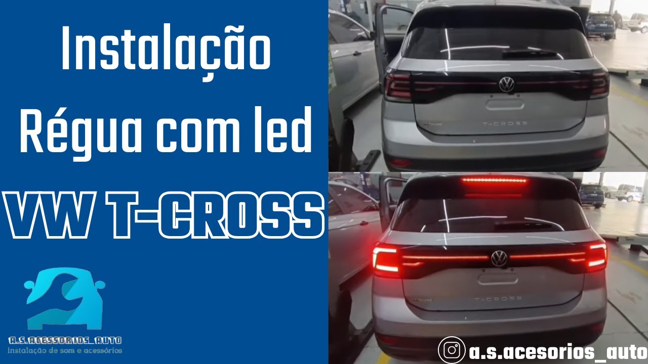 instalação da régua com led no porta-malas da  T-Cross.