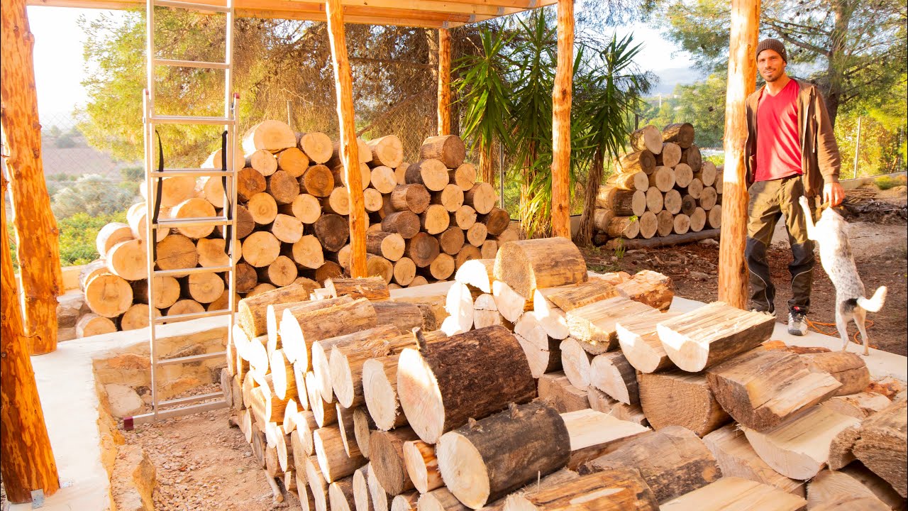 Cutting Massive Logs for Wall of the Cabin