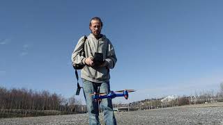 flying the drone itself using tri-blades recording from a camera phone