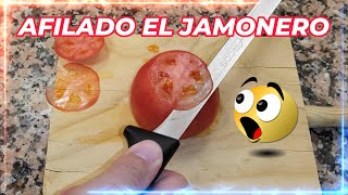 Cómo afilar un cuchillo jamonero 2 maneras diferentes CORTAR JAMÓN EN CASA 🔪