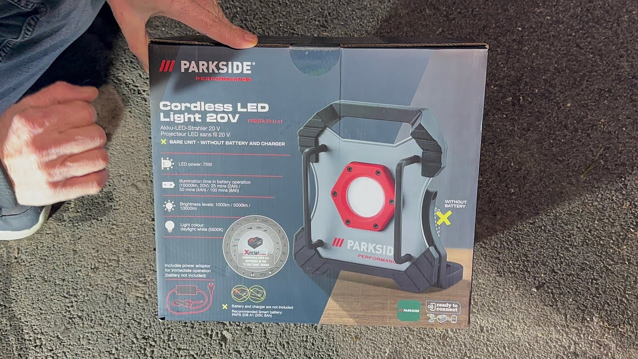 LED 20-Li Parkside 20v Led Reflektor YouTube A1 Parkside Performance - | Light Performance PPBSTA Aku Cordless