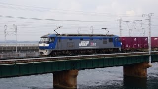 JR貨物 浜名湖通過 EF210-135[新]号機＋コキ24B 貨物列車5075レ 2014/08/28