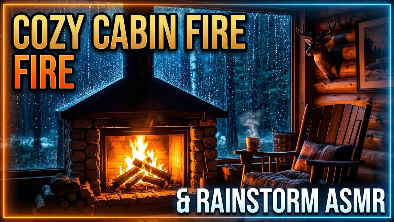 Cozy Rainy Spring Cabin Night 🌧️🔥 Fireplace Sounds for Deep Sleep ...