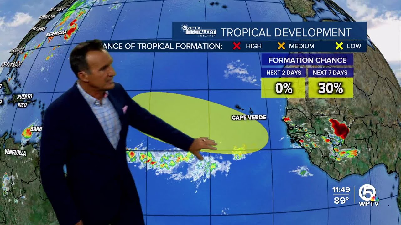 Tropical wave has 30% chance of tropical development - YouTube