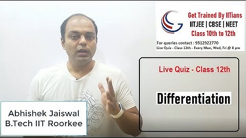 Live Quiz - 9 | Methods of Differentiation | By Abhishek Jaiswal (B.Tech IIT Roorkee)