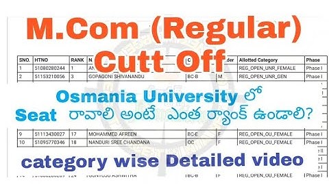 M.Com REGULAR CPGET CUTT OFF DETAILED VIDEO LIST OSMANIA UNIVERSITY లో Seat రావాలి అంటే