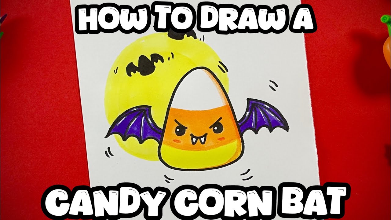 How to Draw a Candy Corn Bat | How to Draw For Halloween - YouTube