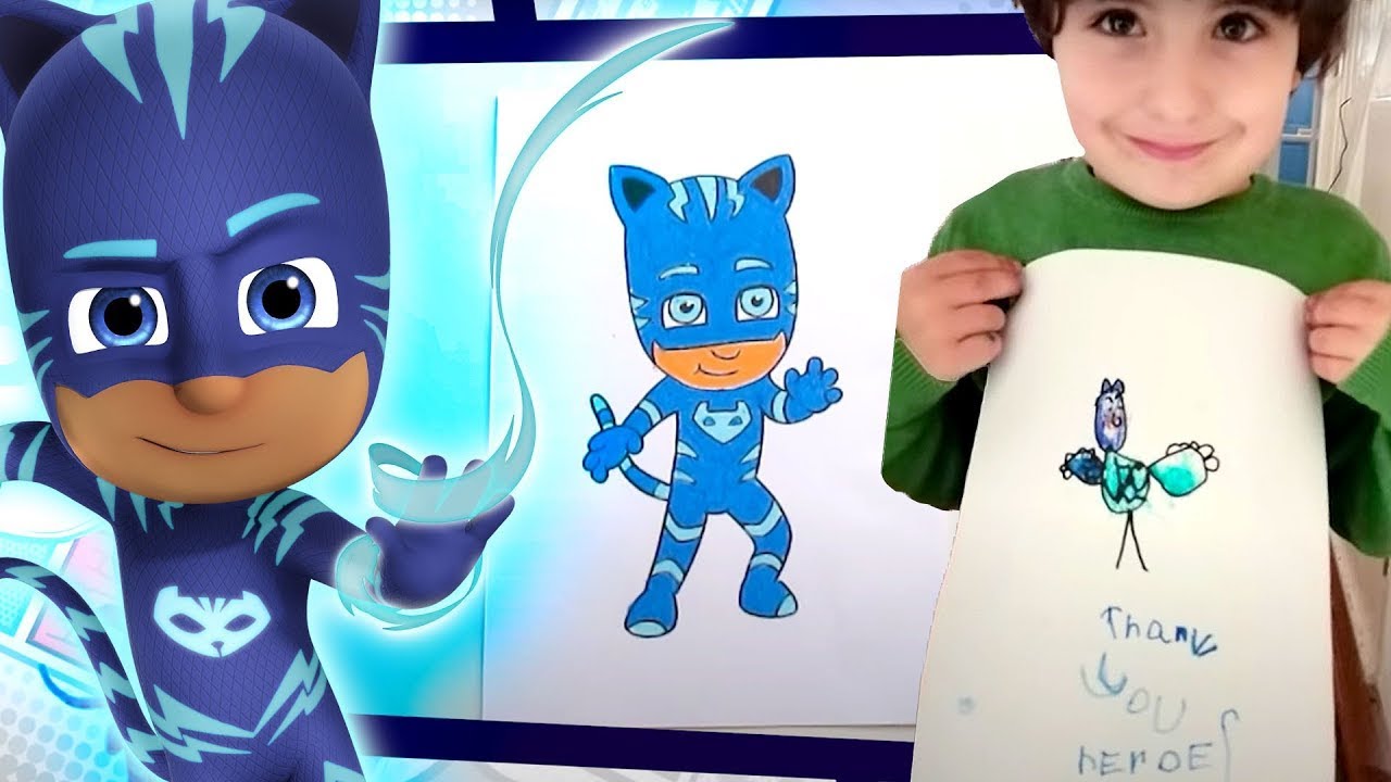 COLORINDO Menino Gato PJ Masks dublado Pinturas desenhos videos infantis  disney junior brasil 