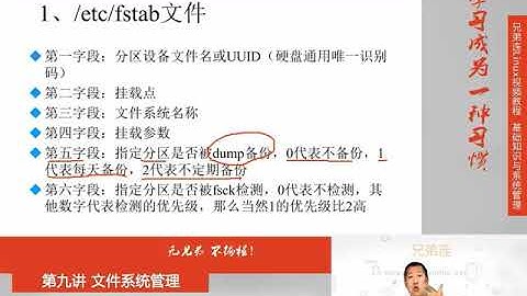 兄弟连新版Linux视频教程 9 3 2 文件系统管理 fdisk分区 自动挂载与fstab文件修复