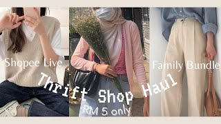 RM 5 Thrift Shop Haul & Try On | Shopee Live & family Bundle | Malaysia screenshot 1